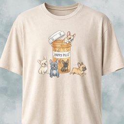 Frenchies Happy Pills T Shirt Gift For Dog Lover