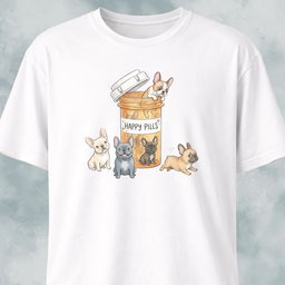 Frenchies Happy Pills T Shirt Gift For Dog Lover