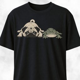 Exhausted Pug With Frog T Shirt Gift For Frog Lover