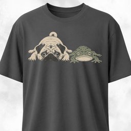Exhausted Pug With Frog T Shirt Gift For Frog Lover