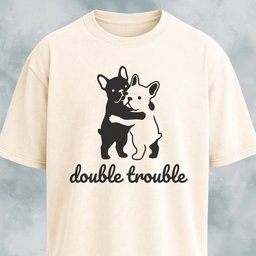 Double Trouble Frenchies T Shirt Gift For Dog Lover