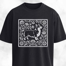Folk Art Floral Corgi T Shirt Gift For Dog Lover