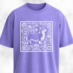 Folk Art Floral Corgi T Shirt Gift For Dog Lover