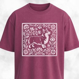 Folk Art Floral Corgi T Shirt Gift For Dog Lover
