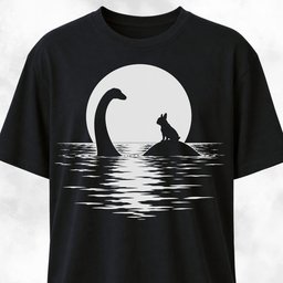 Frenchie Riding Loch Ness Under Moonlight T Shirt Gift For Dog Lover