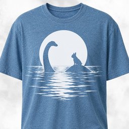 Frenchie Riding Loch Ness Under Moonlight T Shirt Gift For Dog Lover