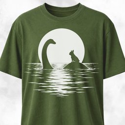 Frenchie Riding Loch Ness Under Moonlight T Shirt Gift For Dog Lover