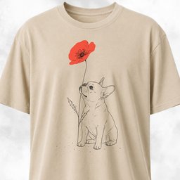 Frenchie Smelling Poppy T Shirt Gift For Dog Lover
