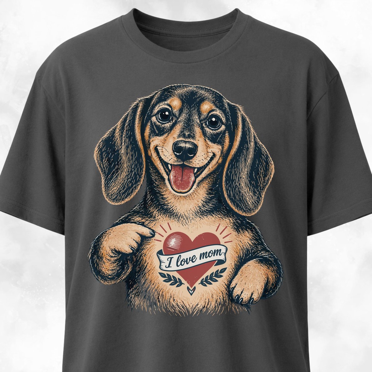 Doxie Love Mom Chest Tattoo T Shirt Gift For Mom
