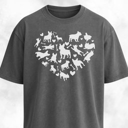 Frenchies Heart Mosaic T Shirt Gift For Dog Lover