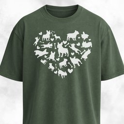 Frenchies Heart Mosaic T Shirt Gift For Dog Lover