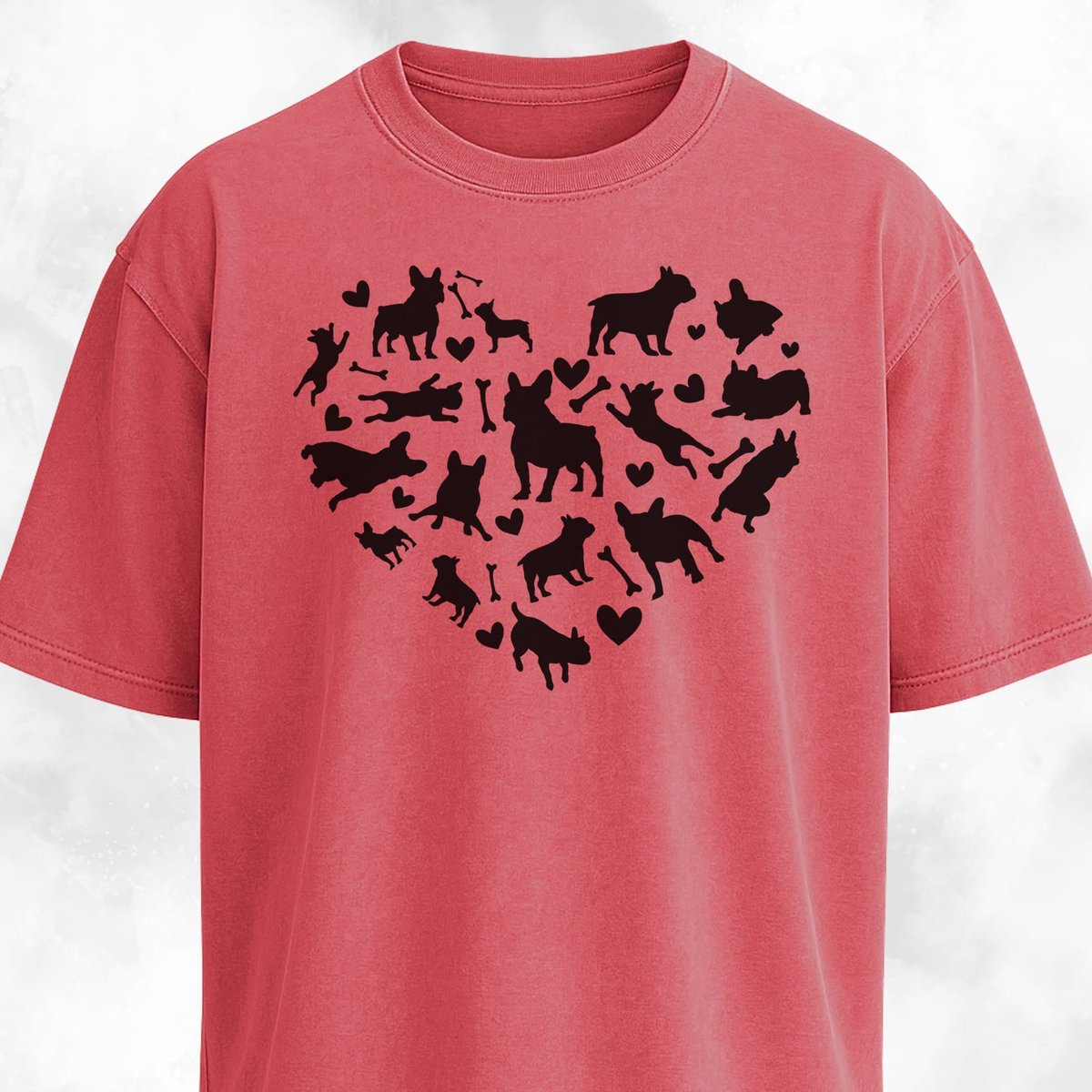 Frenchies Heart Mosaic T Shirt Gift For Dog Lover