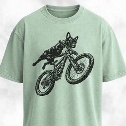 Frenchie Riding A MTB T Shirt Gift For Dog Lover