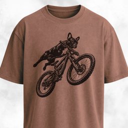 Frenchie Riding A MTB T Shirt Gift For Dog Lover
