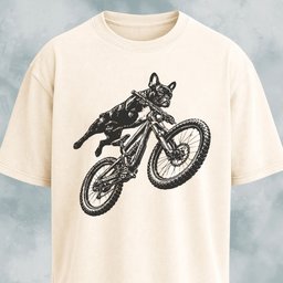 Frenchie Riding A MTB T Shirt Gift For Dog Lover