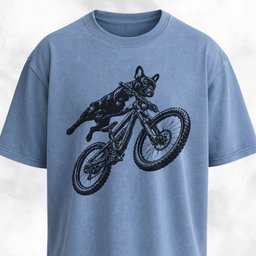 Frenchie Riding A MTB T Shirt Gift For Dog Lover
