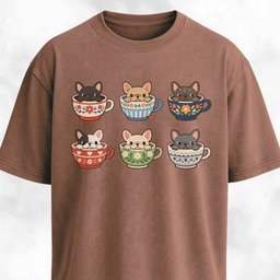 Frenchies Tea Cups Collage T Shirt Gift For Dog Lover