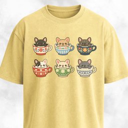 Frenchies Tea Cups Collage T Shirt Gift For Dog Lover