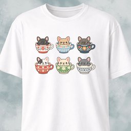 Frenchies Tea Cups Collage T Shirt Gift For Dog Lover
