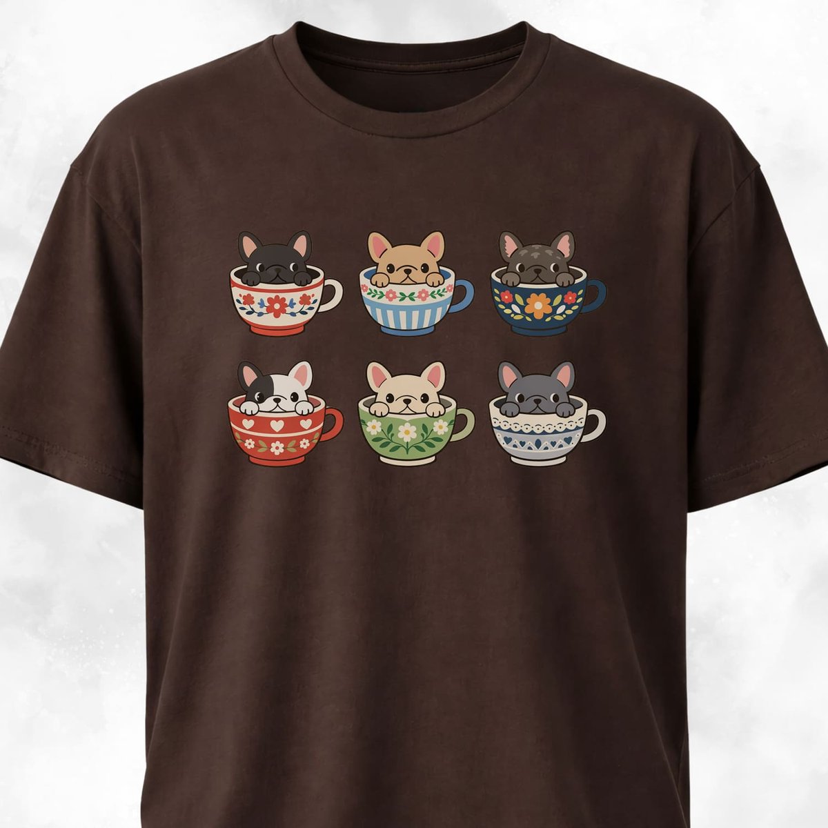 Frenchies Tea Cups Collage T Shirt Gift For Dog Lover