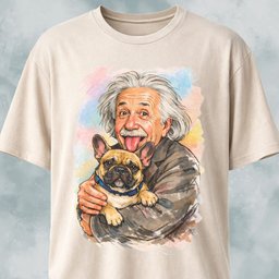 Einstein With French Bulldog T Shirt Gift For Dog Lover
