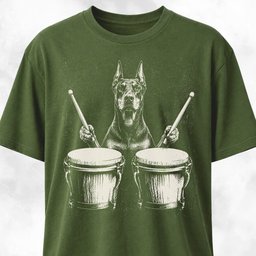Doberman Playing The Bongos T Shirt Gift For Dog Lover