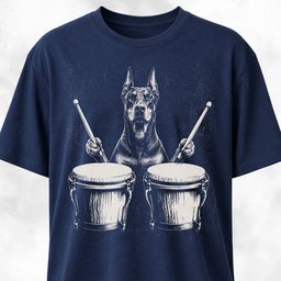 Doberman Playing The Bongos T Shirt Gift For Dog Lover