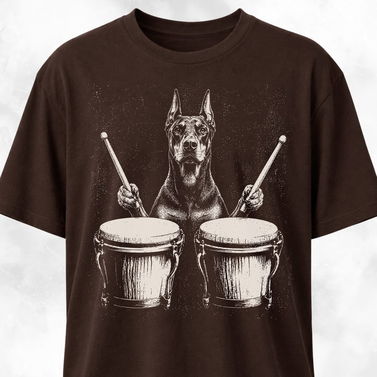 Doberman Playing The Bongos T Shirt Gift For Dog Lover