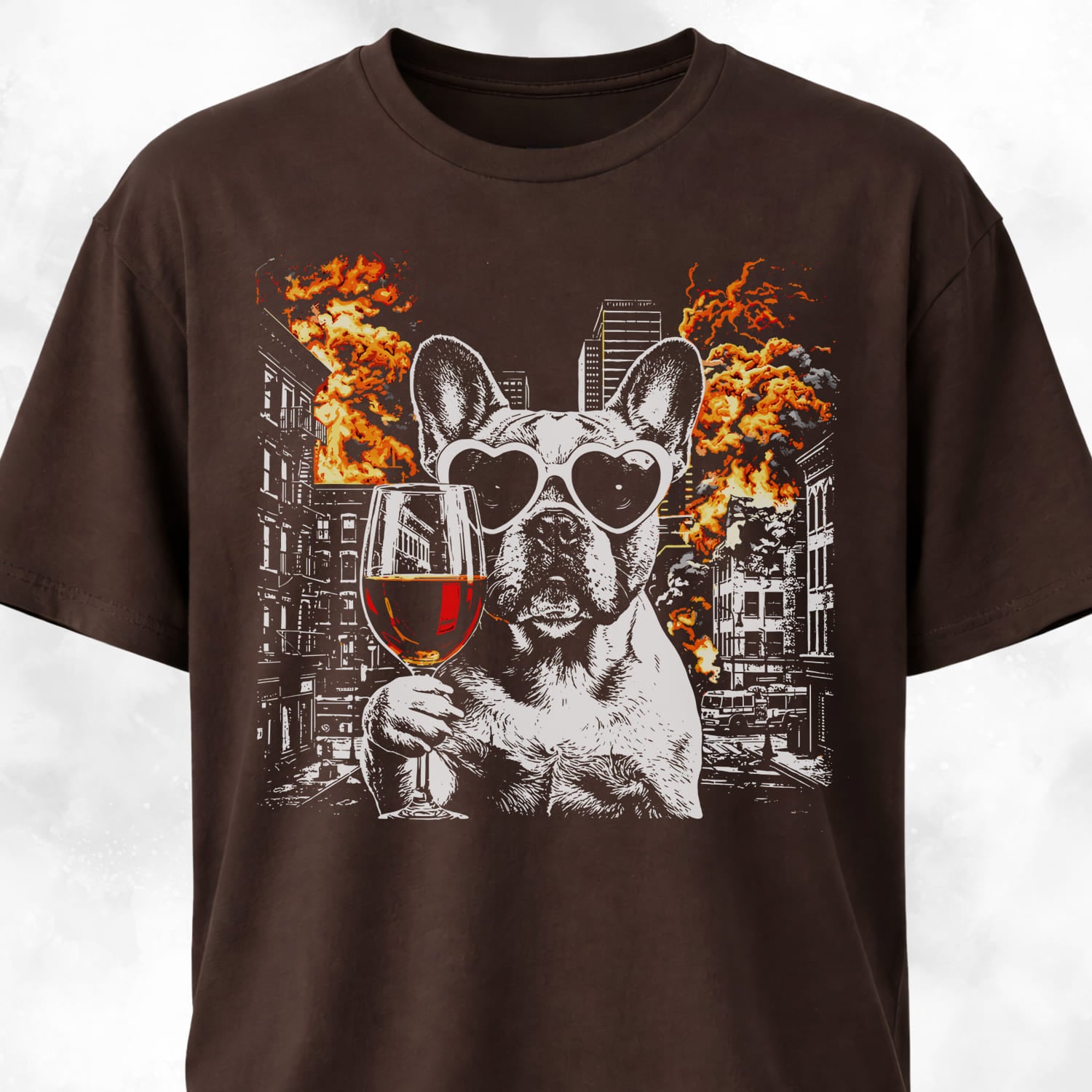 Frenchie Wine Explosion T Shirt Gift For Dog Lover