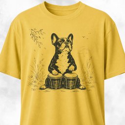 Frenchie Playing The Bongos T Shirt Gift For Dog Lover