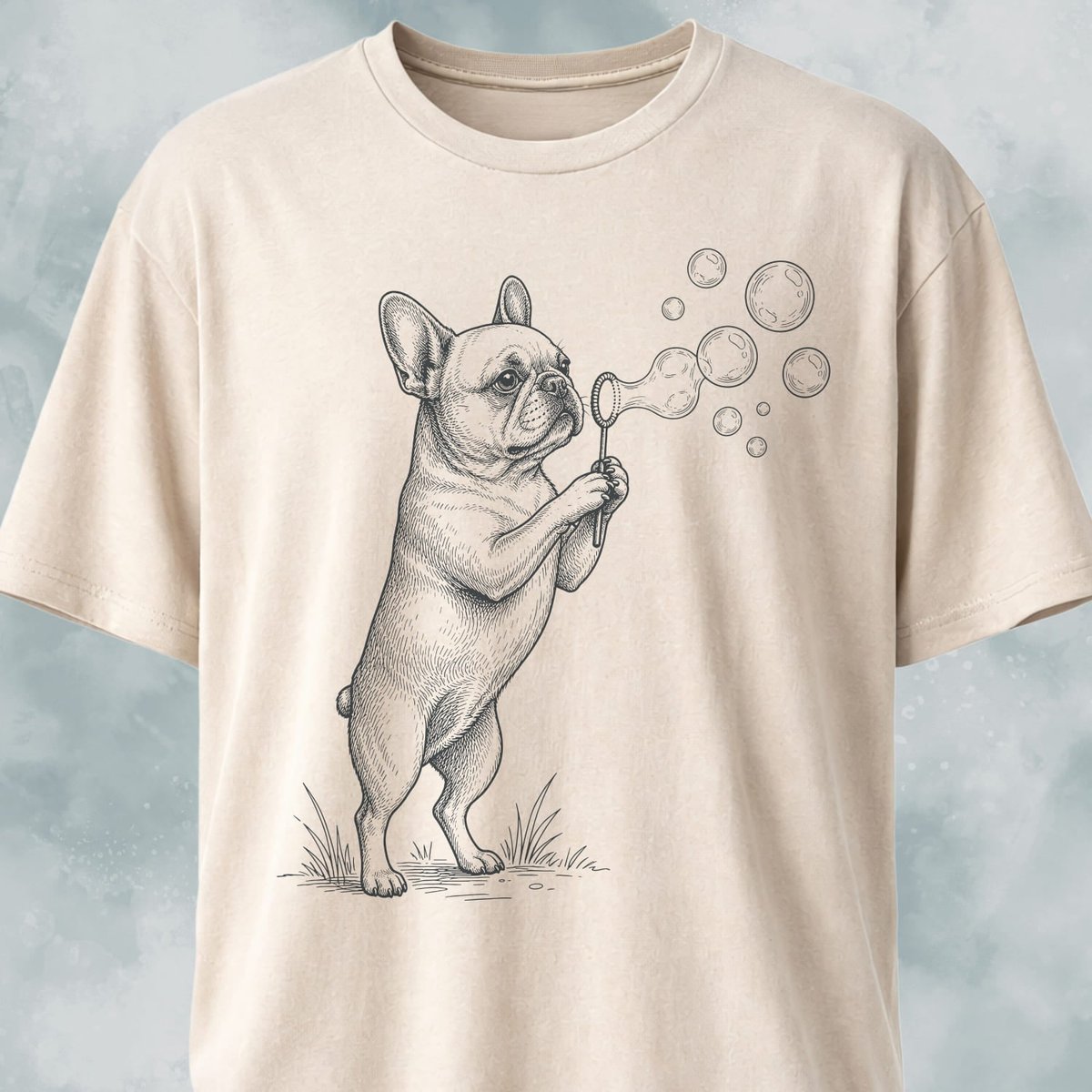 Frenchie Blowing Bubbles T Shirt Gift For Dog Lover