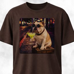 English Bulldog Sipping Margarita T Shirt Gift For Dog Lover