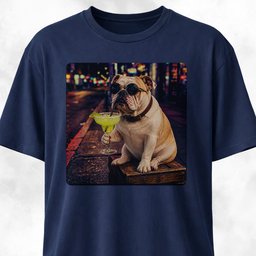 English Bulldog Sipping Margarita T Shirt Gift For Dog Lover