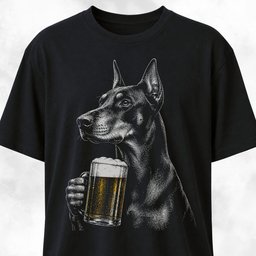 Doberman Sipping Beer T Shirt Gift For Dog Lover