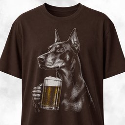 Doberman Sipping Beer T Shirt Gift For Dog Lover