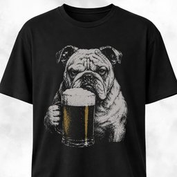English Bully Sipping Beer T Shirt Gift For Dog Lover