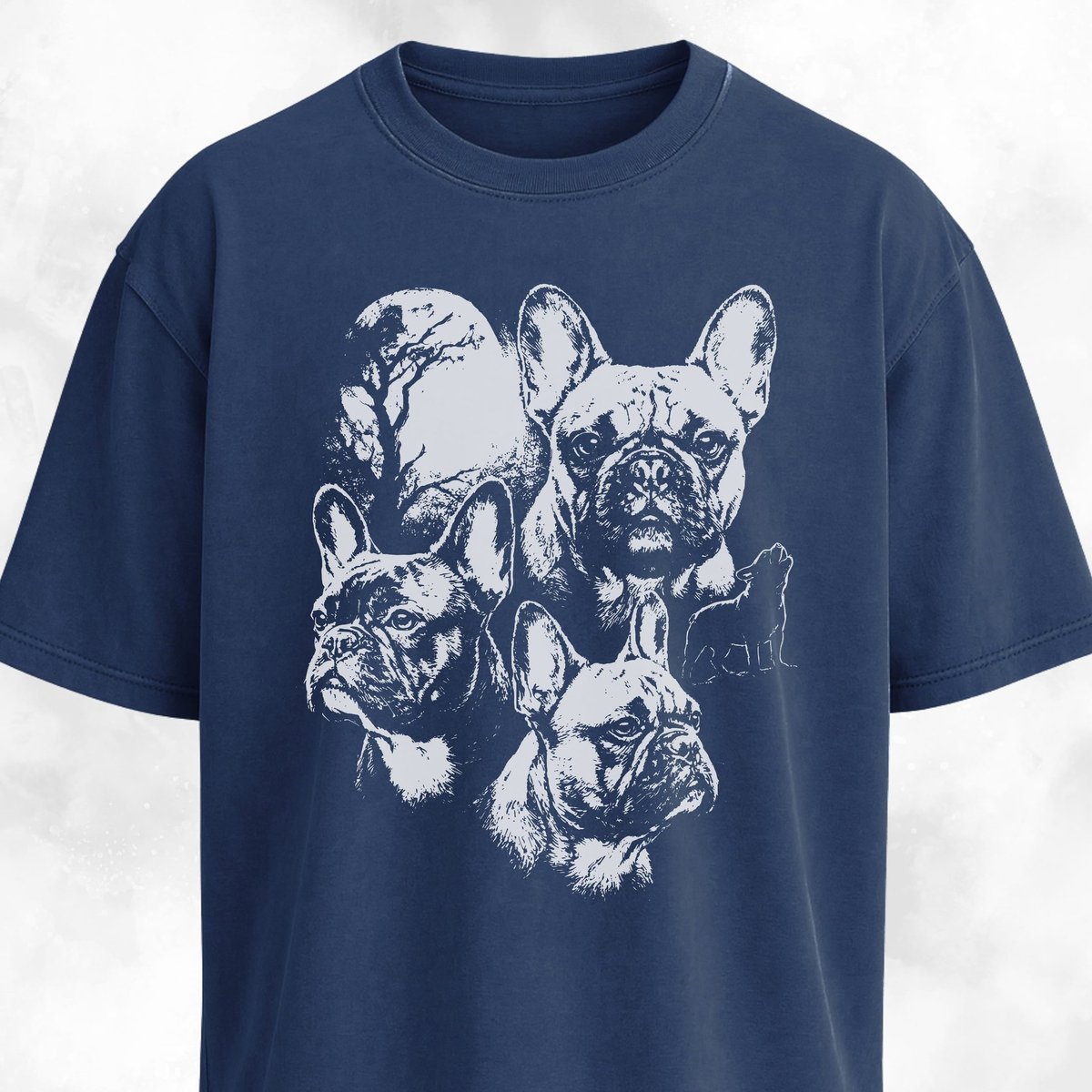 Frenchies Moon Collage T Shirt Gift For Dog Lover