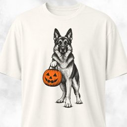 German Shepherd With Pumpkin Bag T Shirt Gift For Dog Lover