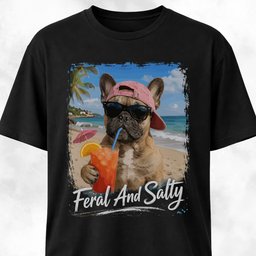 Feral And Salty Frenchie T Shirt Gift For Dog Lover
