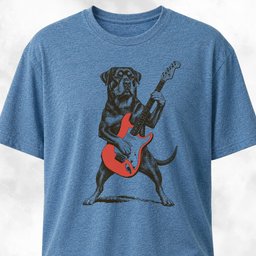 Rottweiler Playing Guitar T Shirt Gift For Dog Lover