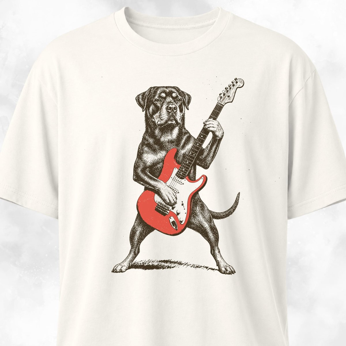 Rottweiler Playing Guitar T Shirt Gift For Dog Lover