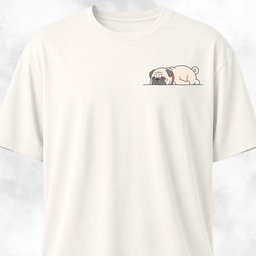 Tired Pug Pocket Design T Shirt Gift For Dog Lover
