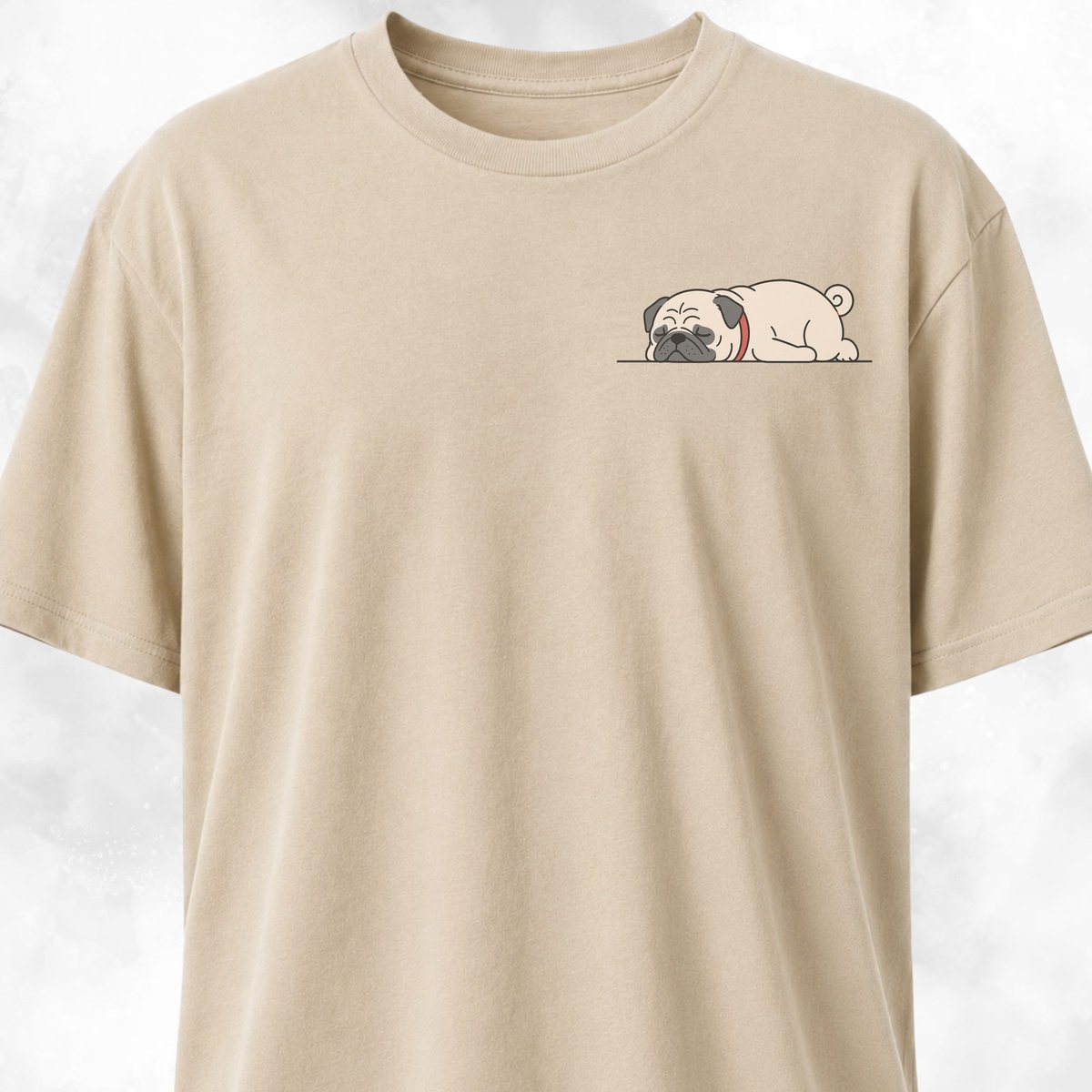 Tired Pug Pocket Design T Shirt Gift For Dog Lover