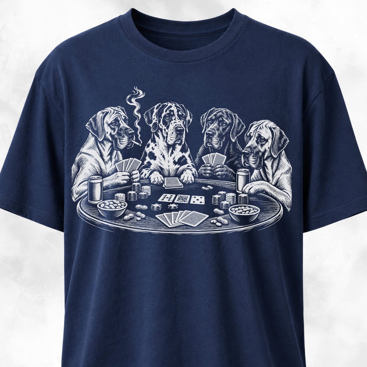 Great Danes Playing Poker T Shirt Gift For Dog Lover