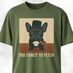 Too Fancy To Fetch French Bulldog T Shirt Gift For Dog Lover