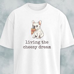 Living The Cheesy Dream Pizza Frenchie T Shirt Gift For Dog Lover