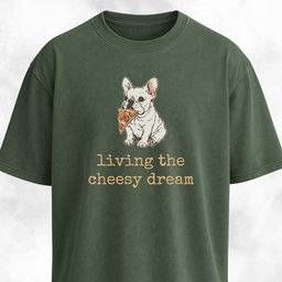 Living The Cheesy Dream Pizza Frenchie T Shirt Gift For Dog Lover