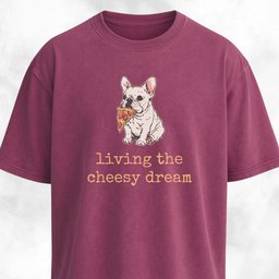 Living The Cheesy Dream Pizza Frenchie T Shirt Gift For Dog Lover