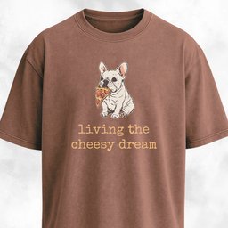Living The Cheesy Dream Pizza Frenchie T Shirt Gift For Dog Lover