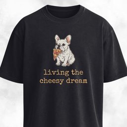 Living The Cheesy Dream Pizza Frenchie T Shirt Gift For Dog Lover